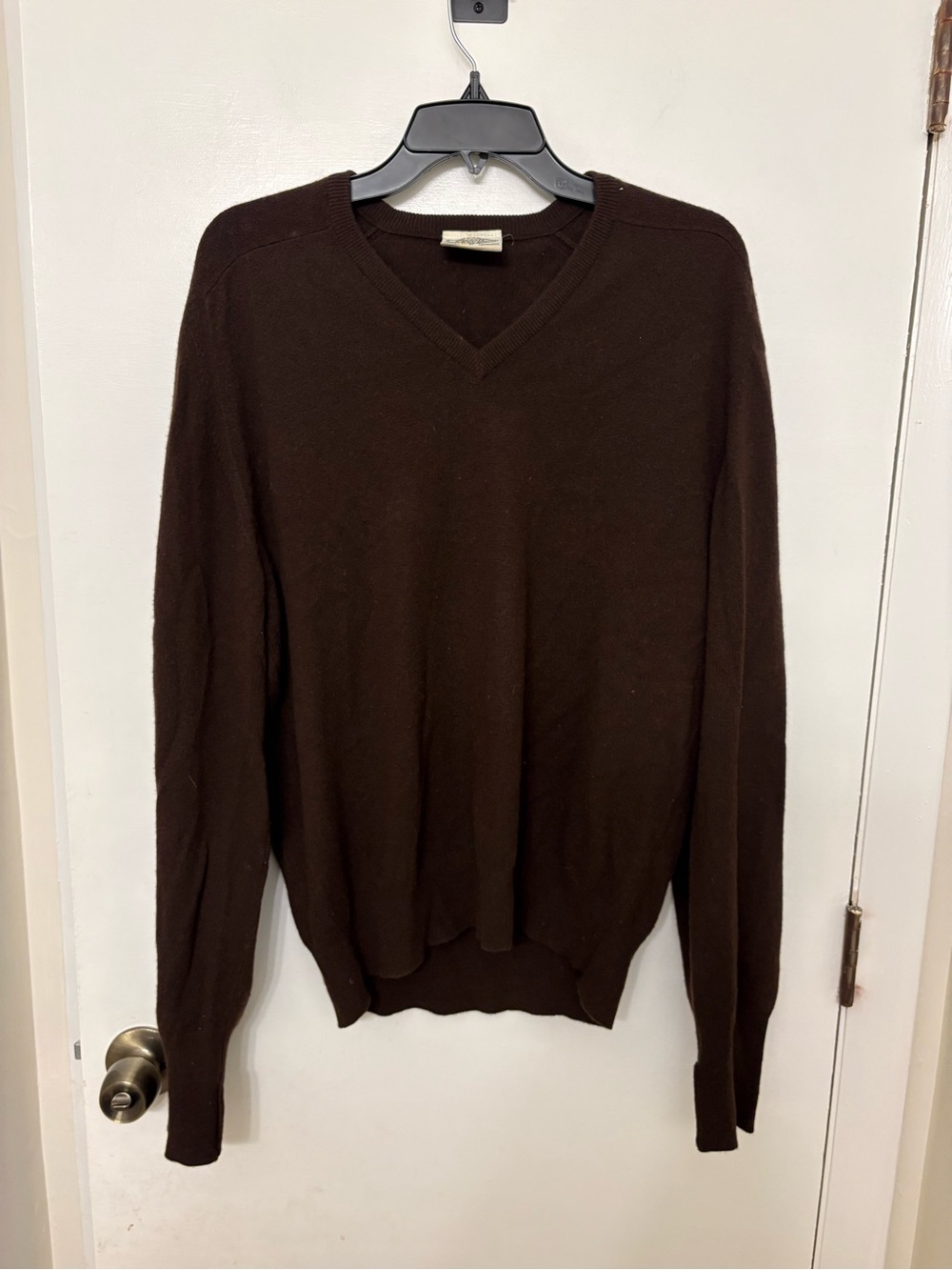 Vintage Romanes & Paterson Scotland 100% Cashmere V-Neck Sweater Brown XL